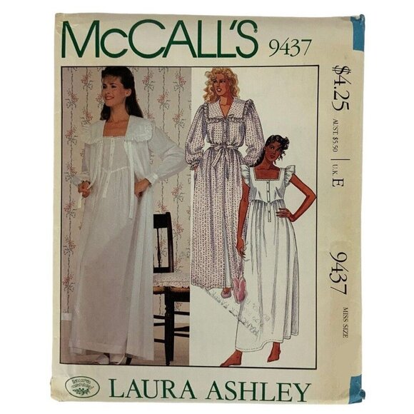 Laura Ashley for McCalls 9437 Misses Robe Nightgown Sewing Pattern Small 10-12 - Picture 1 of 3